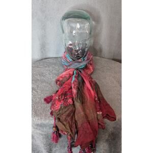 Beautiful Scarf Pink, blue, brown 39 x 67 NWT